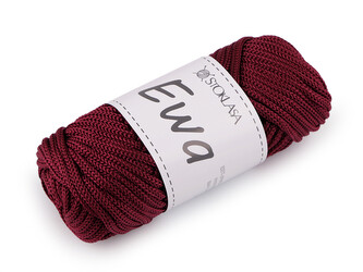 Pletací a háčkovací příze macrame Ewa Ø4 mm 90 g - 1 ks - 5 bordó