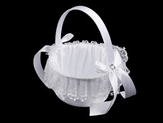 Svatební saténový košíček pro družičky - 1 ks - 1 bílá