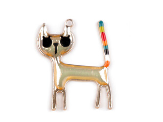 Kovový přívěsek / taháček na zip kočka 31x40 mm - 2 ks - zlatá