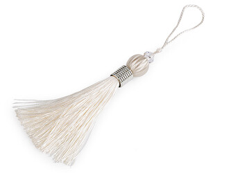 Střapec délka 22-24 cm - 20 ks - 2 krémová nejsvět. stříbrná