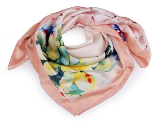 Saténový šátek 90x90 cm - 1 ks - 1 pudrová