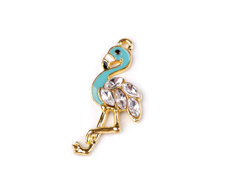 Přívěsek plameňák s broušenými kamínky 14x32 mm - 10 ks - 1 mint