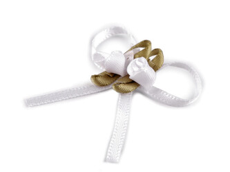 Mašlička s růžičkou / vonička - 10 ks - bílá