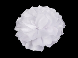 Brož / ozdoba do vlasů saténový květ Ø11 cm - 1 ks - 1 bílá