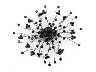 Brož se skleněnými broušenými korálky Hand made - 1 ks - 5 jet černá