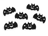 Filcová dýně, netopýr s glitry, Halloween - 12 ks - 2 černá netopýr