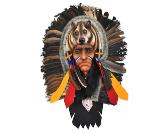 Závěsná dekorace Indiánský náčelník s vlkem 45 cm - var. E Závěsná dekorace Indiánský náčelník s vlkem 45 cm - var. E