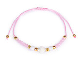 Náramek shamballa s perletí a broušenými korálky - 1 ks - 2 růžová sv.