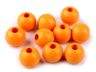 Dřevěné korálky Ø25 mm - 10 ks - 2 oranžová