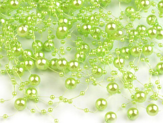 Perly na silonu Ø7 mm délka 130 cm - 12 ks - 15 zelená jablková