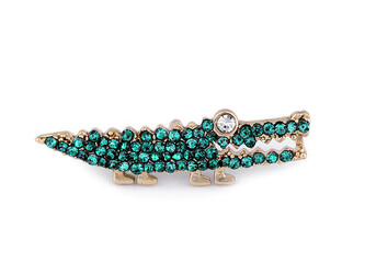 Brož / odznak s broušenými kamínky beruška, krokodýl - 1 ks - 2 zelený tyrkys Brož / odznak s broušenými kamínky beruška, krokodýl - 1 ks - 2 zelený tyrkys