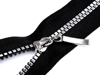 Kostěný zip No 5 délka 80 cm čtvercové zuby - 1 ks - 1 (322) černá stříbrná