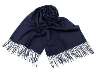 Šátek / šála jednobarevná s třásněmi 70x165 cm - 1 ks - 10 modrá tmavá