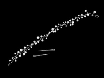 Perlová ozdoba / čelenka do vlasů - 1 ks - 2 bílá perla