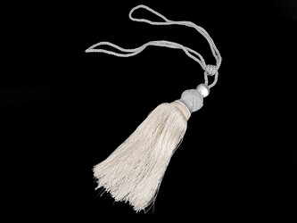 Velký dekorační úvaz / šňůra na závěsy se střapcem - 2 ks - 5 krémová světlá