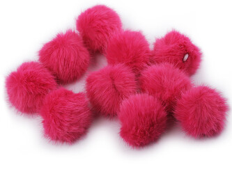 Kožešinová bambule s poutkem Ø4,5 cm - 10 ks - 3 pink