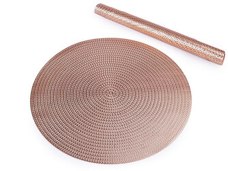 Metalické prostírání mat Ø38 cm vánoční - 6 ks - 3 růžové zlato