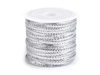 Stuha s lurexem šíře 3 mm vánoční - 1 ks - 1 stříbrná