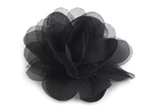 Šifónový květ Ø8 a 9 cm - 4 ks - 4 (9 cm) černá
