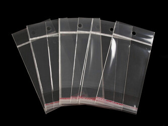 PP sáček s lepicí klopou a závěsem 7x9 cm - 100 ks - transparent