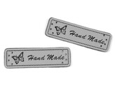 Eko kůže cedulka / ozdoba / nášivka Handmade 15x50 mm - 50 ks - 2 šedá