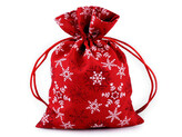 Vánoční dárkový pytlík vločky 13x18 cm - 10 ks - 1 červená