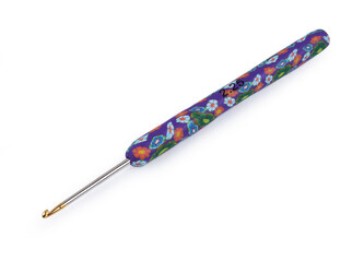 Háček na háčkování se silikonovou rukojetí, se zlatou špičkou - 1 ks - 8 (2,25 mm) fialová