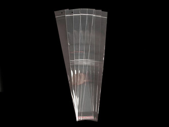 PP sáček s lepicí klopou a závěsem 7x45 cm - 100 ks - transparent
