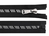 Kostěný zip se stříbrno-černými zoubky No 8 délka 70 cm - 1 ks - 1 černá