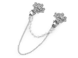 Spona dragoun s broušenými kamínky a perlami - 1 ks - 4 crystal platina
