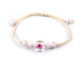 Náramek shamballa s korálky a květem - 1 ks - 1 růžová