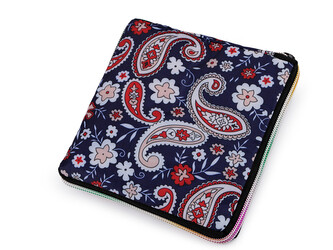 Skládací nákupní taška se zipem pevná 38x44 cm - 1 ks - 80 modrá safírová paisley Skládací nákupní taška se zipem pevná 38x44 cm - 1 ks - 80 modrá safírová paisley