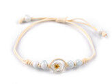 Náramek shamballa s korálky a květem - 1 ks - 2 bílá