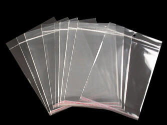 PP sáček s lepicí klopou a závěsem 20x24 cm - 100 ks - transparent