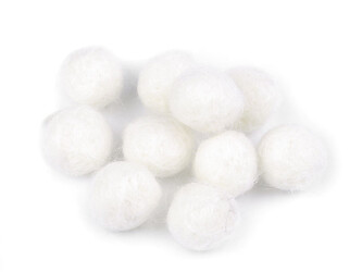 Plstěná kulička / bambulka z vlny Ø15 mm - 100 ks - 1 krémová světlá