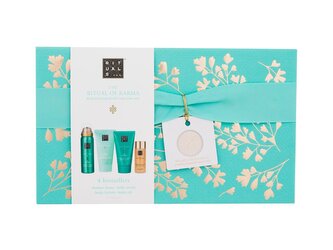 Rituals The Ritual Of Karma sprchová pěna The Ritual Of Karma Foaming Shower Gel 50 ml + tělové mléko The Ritual Of Karma 24h Hydrating Body Lotion 70 ml + tělový peeling The Ritual Of Karma Mild Body Scrub Paste 70 ml + třpytivý tělový olej The Ritual Of