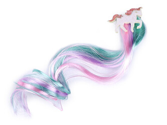 Pramínky vlasů se sponou jednorožec - 1 ks - 2 tyrkys růžová