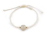 Náramek shamballa se skleněným korálkem - 1 ks - 1 krémová světlá