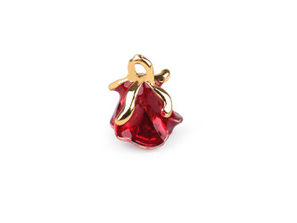 Kovový přívěsek / taháček na zip květ růže 3D 11x14 mm - 5 ks - červená