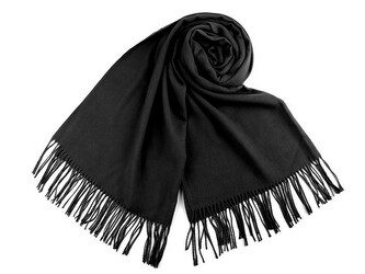 Šátek / šála typu pashmina s třásněmi 65x180 cm - 1 ks - 11 (03a) černá