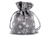 Vánoční dárkový pytlík vločky 13x18 cm - 10 ks - 2 šedá