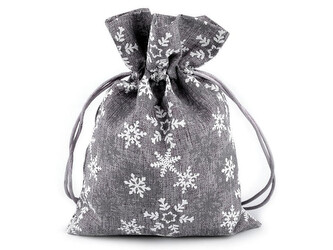 Vánoční dárkový pytlík vločky 13x18 cm - 10 ks - 2 šedá