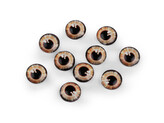Skleněné oči k nalepení Ø10 a 12 mm - 10 ks - 3 (10 mm) hnědá