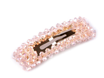 Sponka do vlasů pukačka s broušenými korálky - 1 ks - 7 pudrová