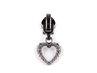 Jezdec ke spirálovým zipům No 7 srdce - 20 ks - nikl černý