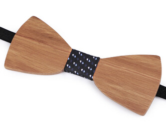 Dřevěný motýlek - 1 ks - 2 přírodní stř. modrá