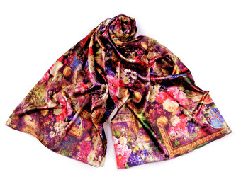 Saténový šátek / šála 70x165 cm - 1 ks - 32 multikolor
