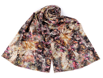 Šátek / šála abstraktní, hřejivá 70x185 cm - 1 ks - 1 béžová nejsv.