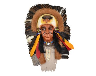 Závěsná dekorace Indiánský náčelník s orlem 60 cm - var. E