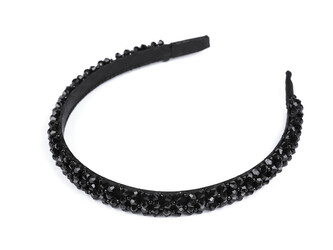 Čelenka do vlasů s broušenými korálky - 12 ks - černá